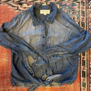 Cloth & Stone Chambray Denim Button front Tie shirt Medium